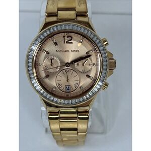 Michael Kors Dylan Women's Watch Rose Gold Chrono w/ Box MK-6213 New Battery